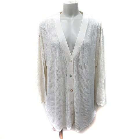 【中古】マーベラス バイ ピエロ MARVELOUS by Pierrot カーディガン ニット 透かし編み 長袖 M 白 オフホワイト /YI レディース 【ベクトル 古着】 251014