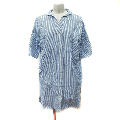 【中古】LUCA LADY LUCK LUCA ルカ レディラックルカ シャツワンピース ロング ストライプ 半袖 紺 ネイビー /YI レディース 【ベクトル 古着】 251025