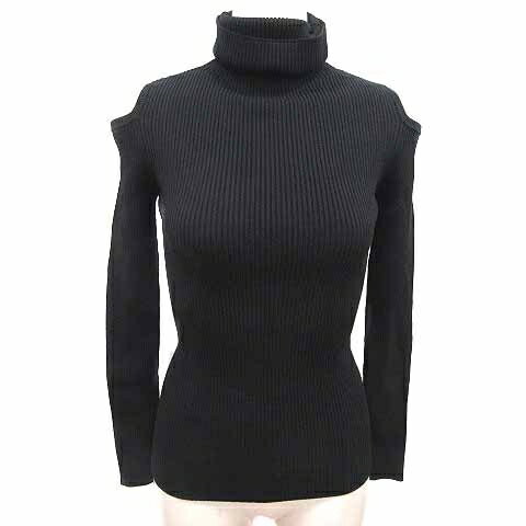 【中古】Soir,5 COCOTTE PARIS ニット カットソー タートルネック オープンショルダー 長袖 Free 黒 ブ..