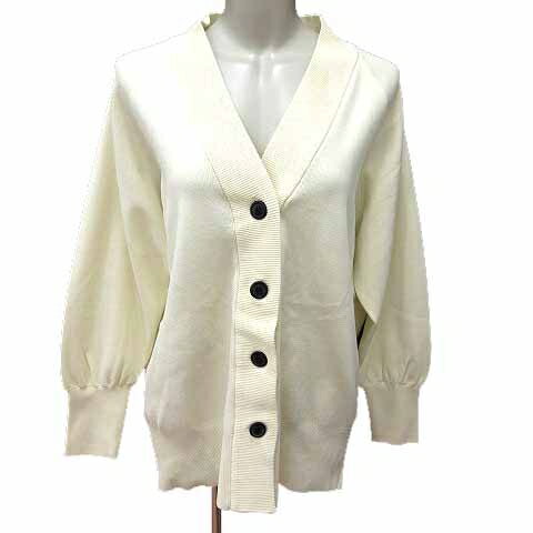 【中古】アズールバイマウジー AZUL by moussy カーディガン ニット Vネック 長袖 S 白 ホワイト /YK レディース 【ベクトル 古着】 251019