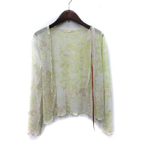 【中古】アバハウス ドゥヴィネット abahouse devinette カーディガン メッシュ トッパー 総柄 長袖 スパンコール 黄色 イエロー /YI レディース 【ベクトル 古着】 251027