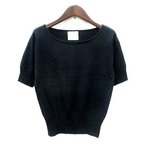 【中古】ノーマカマリ NORMAKAMALI OMO ニット カットソー 半袖 ウール M 黒 ブラック /MN レディース ..