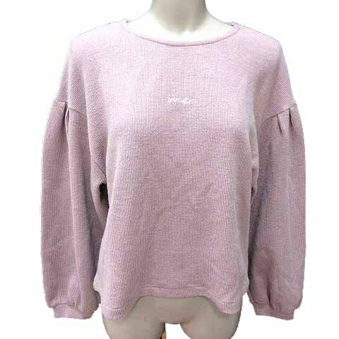 【中古】アフリカタロウ AFRICATARO ニット セーター ロゴ刺しゅう 長袖 F ピンク /YK レディース 【ベ..