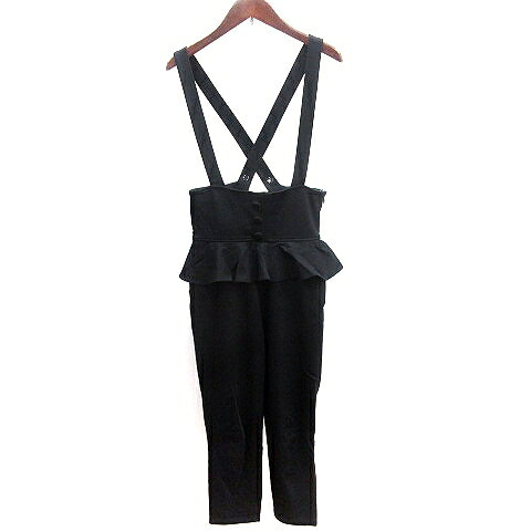 【中古】ミシェルマカロン michell Macaron パンツ サロペット オーバーオール クロップド リボン ペプラム XS 黒 ブラック /AU レディース 【ベクトル 古着】 251120