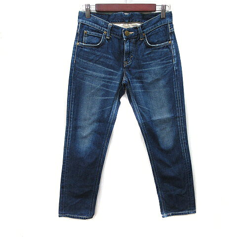 【中古】リー LEE スキニーパンツ デニム ジーンズ ダメージ加工 S 紺 ネイビー /YI レディース 【ベクトル 古着】 260214