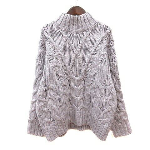 Long-Sleeved Knit - 【中古】エージーバイアクアガール AG by aquagirl ニット セーター ハイネック 長袖 ケーブル 40 L 紫 パープル /MN レディース 【ベクトル 古着】 260318