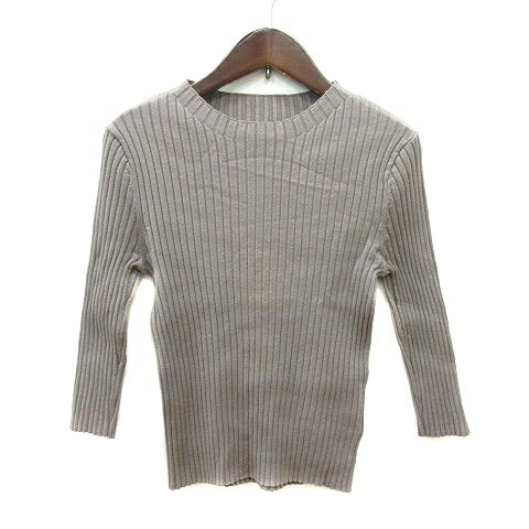 Long-Sleeved Knit - 【中古】リランドチュール Rirandture ニット カットソー 七分袖 リブ 1 S グレージュ /MN レディース 【ベクトル 古着】 260207