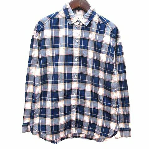 【中古】ルルオンザブリッジ LULU on the BRIDGE シャツ ブラウス チェック 長袖 青 ブルー 白 ホワイト /YK レディース 【ベクトル 古着】 260302