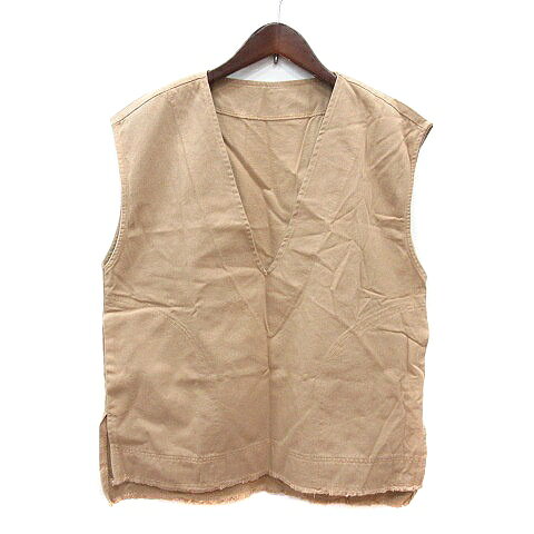 【中古】未使用品 アプレトロ ap retro チュニック Vネック ノースリーブ F ベージュ /MN レディース 【ベクトル 古着】 260313