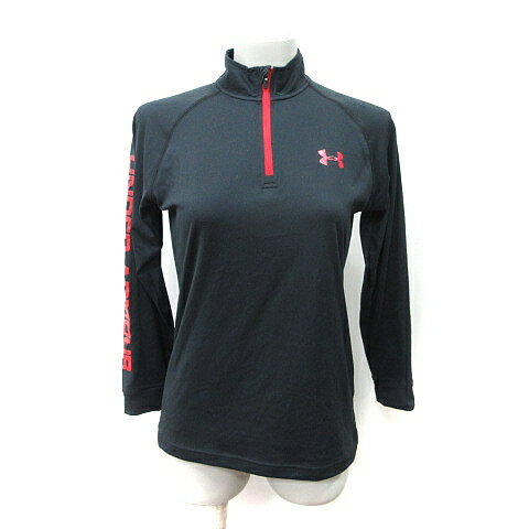 乐天商城 - 【中古】アンダーアーマー UNDER ARMOUR カットソー 長袖 ハーフジップアップ 黒 ブラック /YI レディース 【ベクトル 古着】 260409