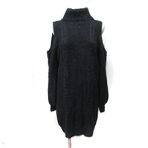 【中古】イートミー EATME ニットワンピース ミニ カットアウト シャギー 長袖 ナイロン F 黒 ブラック /YI レディース 【ベクトル 古着】 260425
