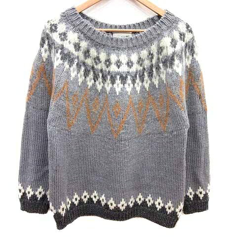 Long-Sleeved Knit - 【中古】レイビームス Ray Beams ニット セーター 総柄 長袖 グレー /YK レディース 【ベクトル 古着】 260423