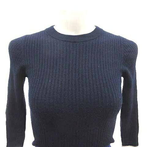 【中古】ミラオーウェン Mila Owen ニット カットソー リブ 長袖 ウール 0 S 紺 ネイビー 白 ホワイト /YK レディース 【ベクトル 古着】 260423 auc-vector-20905435 ブランド古着の買取販売ベクトル サンプル画像2