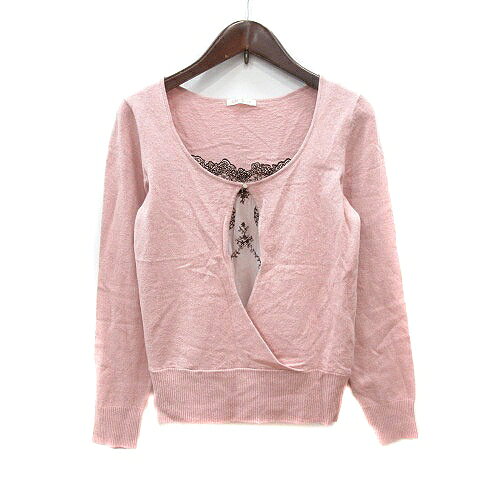 レストローズ L'EST ROSE ニット カットソー レース 長袖 切替 2 M ピンク /MN レディース  260507