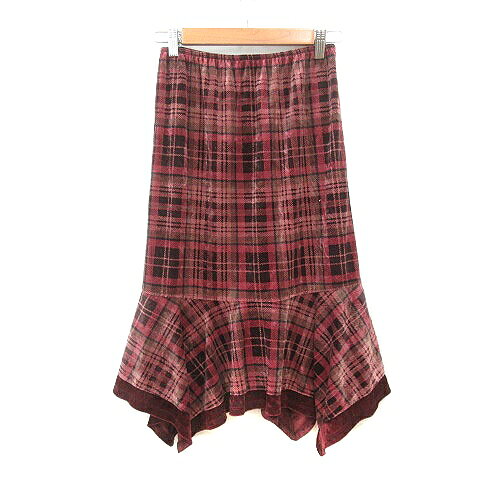 【中古】レストローズ L'EST ROSE フレアスカート ミモレ ロング チェック ベロア M ピンク /MN レディース 【ベクトル 古着】 260507 - 2