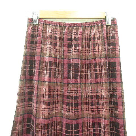 【中古】レストローズ L'EST ROSE フレアスカート ミモレ ロング チェック ベロア M ピンク /MN レディース 【ベクトル 古着】 260507 - 3
