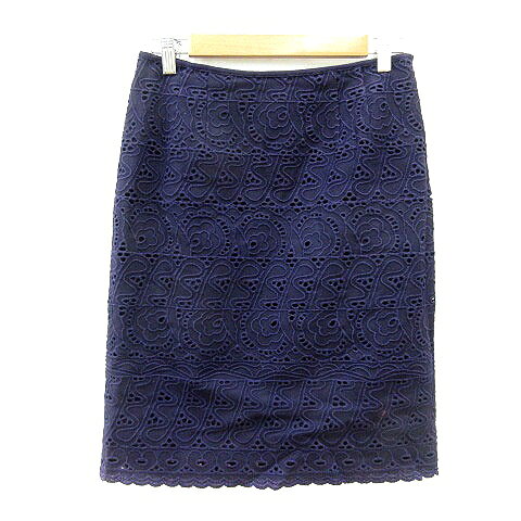 【中古】アナイ ANAYI タイトスカート ひざ丈 刺繍 ウール 38 M 紫 パープル /MN レディース 【ベクトル 古着】 260522