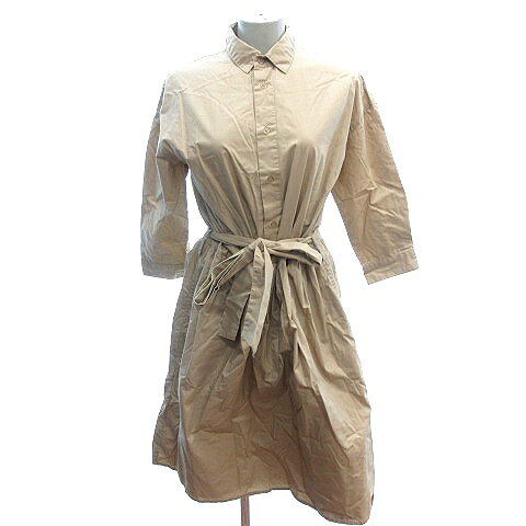 【中古】ロペピクニック ROPE Picnic シャツワンピース ひざ丈 七分袖 ウエストマーク 38 M ベージュ /AU レディース 【ベクトル 古着】 260731 auc-vector-21162656 ブランド古着の買取販売ベクトル パッケージ画像