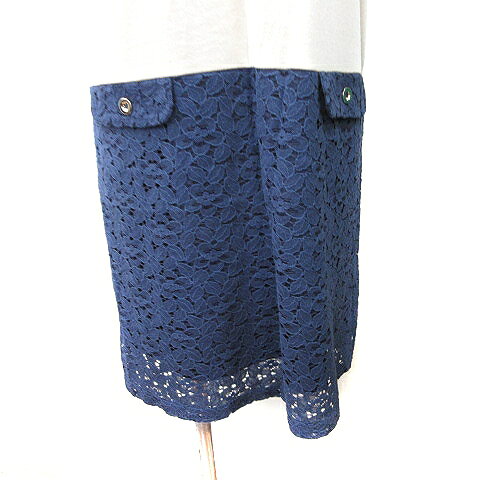 【中古】ロペピクニック ROPE Picnic ワンピース ひざ丈 ドッキング レース 半袖 38 M ベージュ 紺 ネイビー /YI レディース 【ベクトル 古着】 260606 auc-vector-21023372 ブランド古着の買取販売ベクトル サンプル画像3