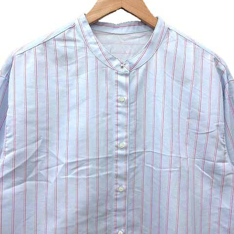 ブランド古着の買取販売ベクトルの【中古】リフレクト Reflect ブラウス シャツ ノーカラー ストライプ 七分袖 11 L 水色 ライトブルー ピンク /YK レディース 【ベクトル 古着】 260614｜アングル2