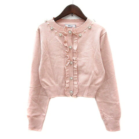 【中古】未使用品 アンクルージュ Ank Rouge カーディガン ニット ビジュー フリル M ピンク /MN レディース 【ベクトル 古着】 260807
