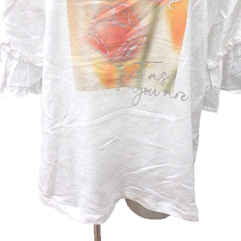【中古】グローバルワーク GLOBAL WORK Tシャツ カットソー クルーネック フリル プリント 半袖 M 白 ホワイト /YK レディース 【ベクトル 古着】 260816 auc-vector-21200833 ブランド古着の買取販売ベクトル サンプル画像3