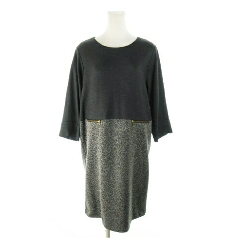 【中古】ソフィット Soffitto ワンピース ひざ丈 七分袖 ストレッチ 切替 グレー /AH8 レディース 【ベクトル 古着】 241219