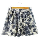 【中古】B&Y ユナイテッドアローズ BEAUTY&YOUTH ビューティー&ユース パンツ キュロット ショート 薄手 サテン とろみ感 光沢感 タイダイ 大...