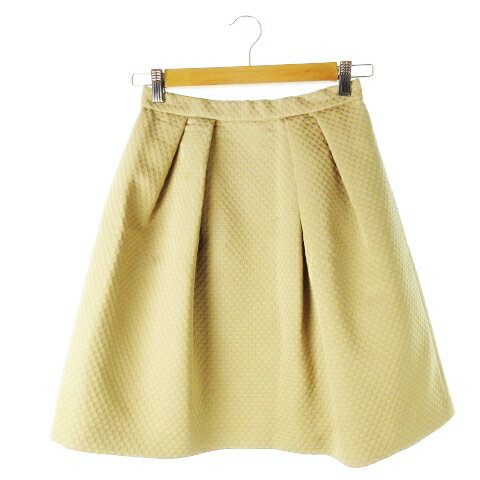 【中古】ストロベリーフィールズ STRAWBERRY-FIELDS スカート 台形 ミニ タック 光沢感 ジャガード 市松 チェック 1 ベージュ /CK12 レディース 【ベクトル 古着】 250215