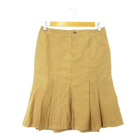 【中古】ボディドレッシングデラックス BODY DRESSING Deluxe スカート ハーフプリーツ マーメイド ひざ丈 麻混 リネン混 38 茶 ブラウン /AH8 レディース 【ベクトル 古着】 240902