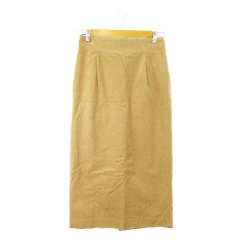 【中古】リヴドロワ RIVE DROITE スカート コーデュロイ ナロー タイト ミモレ ロング ハイストレッチ バックゴム 38 ベージュ /AH3 レディース 【ベクトル 古着】 241002