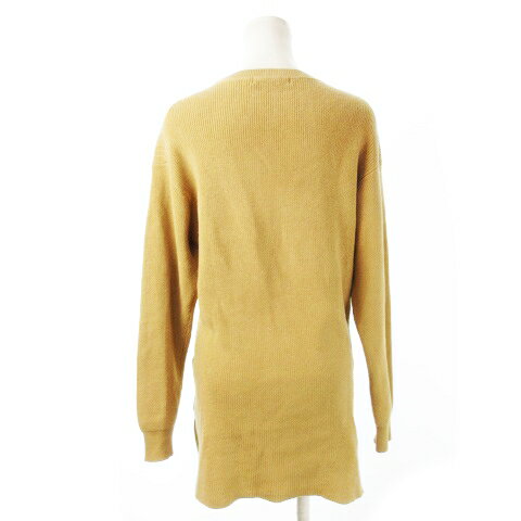 【中古】アズールバイマウジー AZUL by moussy チュニック ニット セーター クルーネック 長袖 コットン 薄手 サイドスリット S 茶 ブラウン /CK7 レディース 【ベクトル 古着】 240801