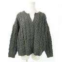 【中古】ページボーイ PAGE BOY alicia PAGEBOY ニット セーター キーネック 長袖 ウール混 オーバーサイズ ケーブル編み F グレー /AO19 レディース 【ベクトル 古着】 241010(4)