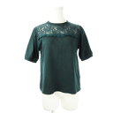 【中古】オリーブデオリーブ OLIVE des OLIVE カットソー リブ モックネック 半袖 切替 レース クラシカル M 緑 グリーン /CK3 レディー...