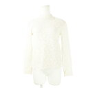 【中古】オペークドットクリップ OPAQUE.CLIP カットソー 総レース ハイネック 長袖 シアー ストレッチ ボタニカル 38 ライトベージュ /CK6 ...