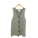 【中古】ザラ ZARA ジャンパースカート ワンピース ニット ミニ Vネック ウール混 千鳥柄 チェック 大柄 ガールズ 女の子 11-12 黒 ブラック /AO8 キッズ 【ベクトル 古着】 240830