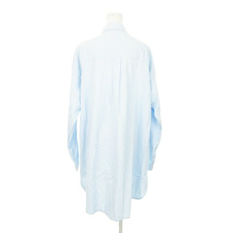 【中古】ジャバ Java ワンピース シャツ ひざ丈 長袖 レギュラーカラー コットン 大きいサイズ XL 水色 ブルー /AH3 レディース 【ベクトル 古着】 240911