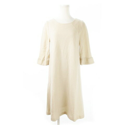 【中古】ストロベリーフィールズ STRAWBERRY-FIELDS ワンピース ひざ丈 七分袖 ベルスリーブ ウール ふんわり 柔らか ループ 2 ベージュ /CK4 レディース 【ベクトル 古着】 241031