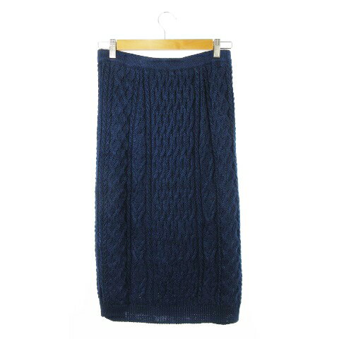 ブランド古着の買取販売ベクトルの【中古】ケーティー キヨコ タカセ K.T KIYOKO TAKASE LINO スカート リネン ニット タイト ナロー ペンシル ミモレ ロング ストレッチ ケーブル編み ツヤ感 しっとり 11 青 ブルー /CK17 レディース 【ベクトル 古着】 241029｜アングル2