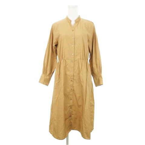 【中古】アーバンリサーチ URBAN RESEARCH ワンピース シャツ ロング スキッパー 長袖 ウエストゴム ハリ感 コットン F 茶 ブラウン /AH12 レディース 【ベクトル 古着】 241030