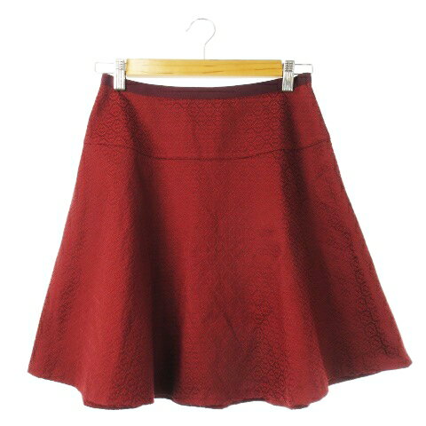 【中古】インディヴィ INDIVI スカート フレア ミニ ジャカード サテン ツヤ感 クラシカル グログランテープ ダマスク オリエンタル 40 赤 ワイン /CK17 メンズ レディース 【ベクトル 古着】 241125