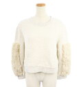 【中古】シャルルアナスタス CHARLES ANASTASE トレーナー スウェット クルーネック 長袖 切替 フェイクファー S 白 ホワイト アイボリー /...