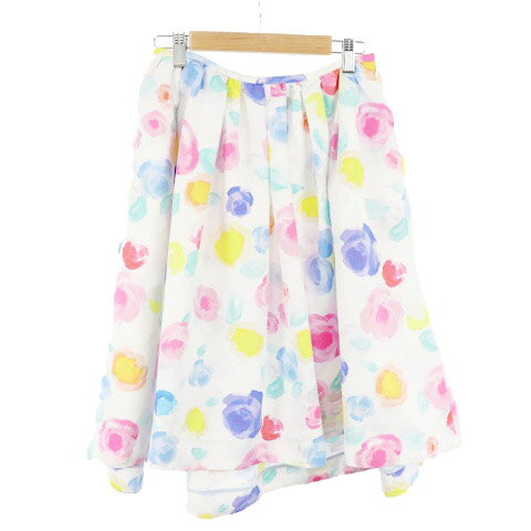 【中古】チェスティ Chesty 16AW スカート フレア ひざ丈 総柄 1 白 ホワイト /TM レディース 【ベクトル 古着】 190926 ベクトルプレミアム店