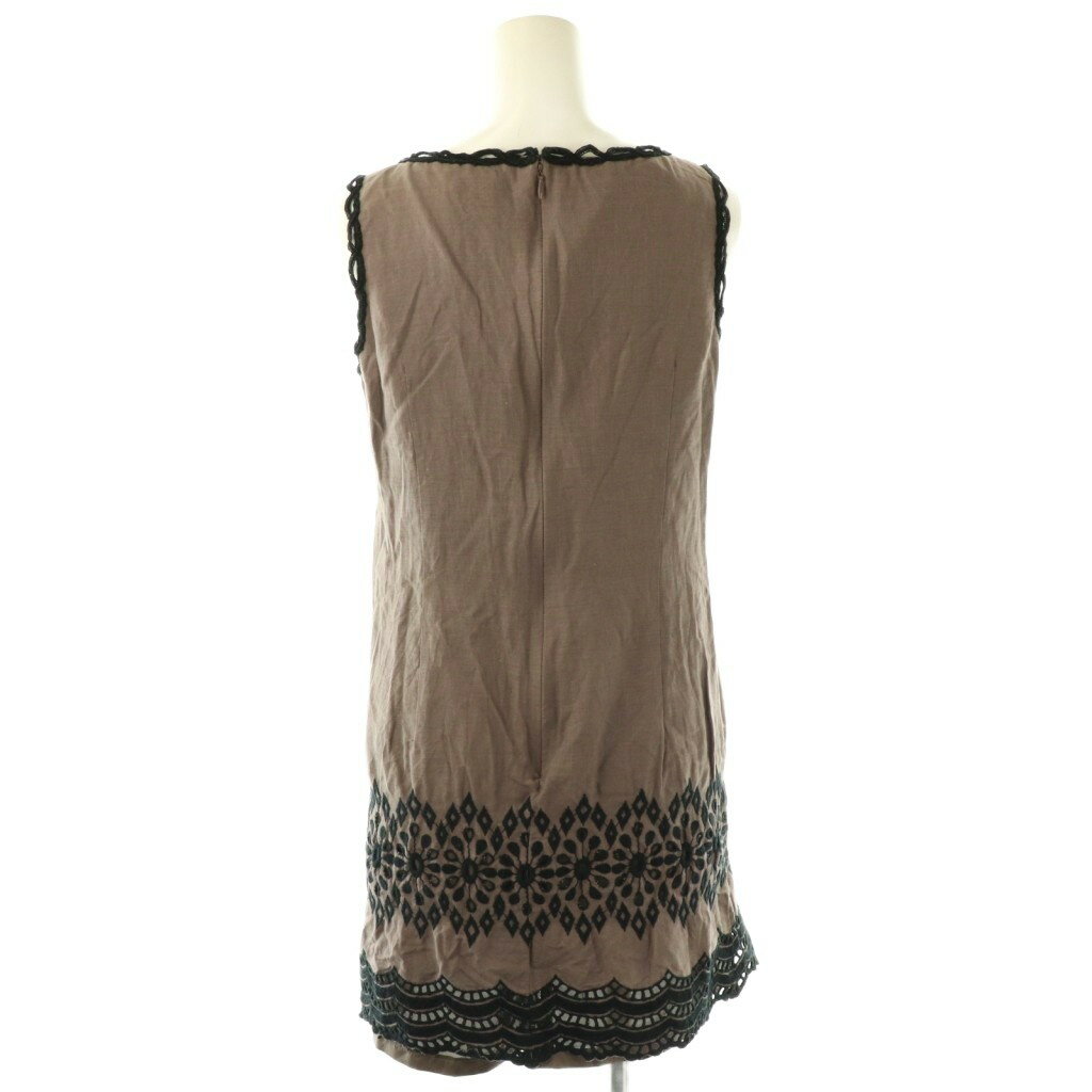 【中古】グレースコンチネンタル GRACE CONTINENTAL チュニック ノースリーブ 刺繍 38 茶 ブラウン 黒 ブラック /AT ■OS ■GY48 レディース 【ベクトル 古着】 250912