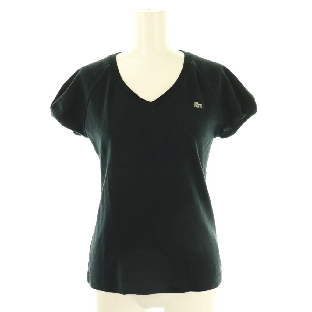 【中古】ラコステ LACOSTE VネックTシャツ カットソー 半袖 40 ブラック 黒 /DF ■GY53 レディース 【ベクトル 古着】 251111