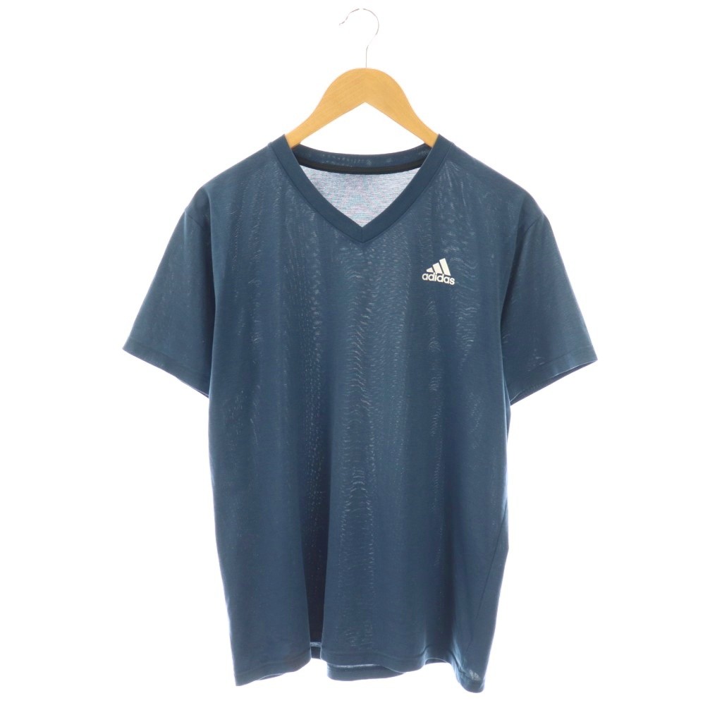 【中古】アディダス adidas VネックTシャツ カットソー 半袖 L ネイビー /DO ■GY53 メンズ 【ベクトル 古着】 251014