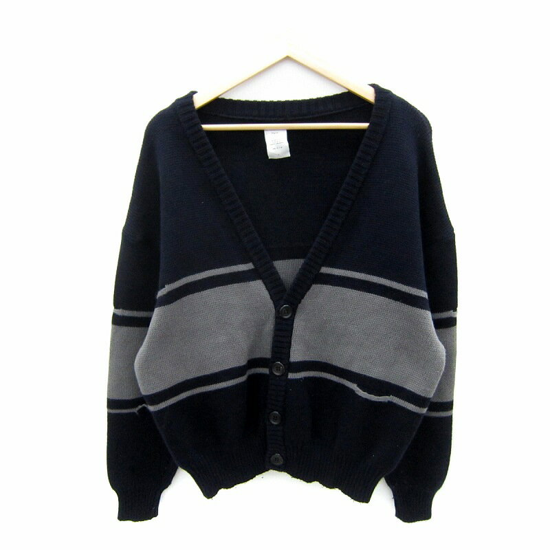 【中古】ネーム Name. ニットカーディガン ミドル丈 Vネック オーバーサイズ ウール 1 紺 ネイビー グ..