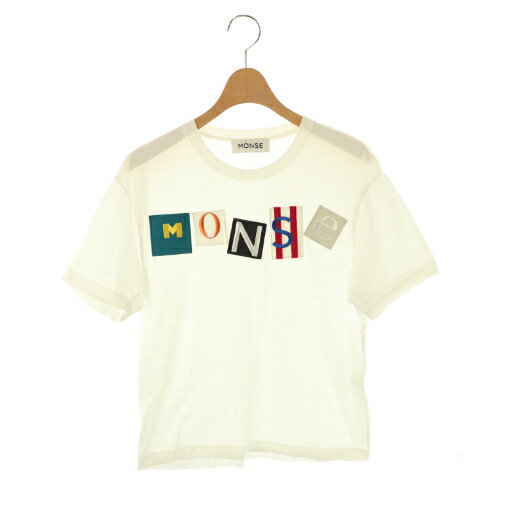 【中古】モンス MONSE Tシャツ カットソー ロゴ S ホワイト マルチカラー /DO ■GY57 レディース 【ベクトル 古着】 251201