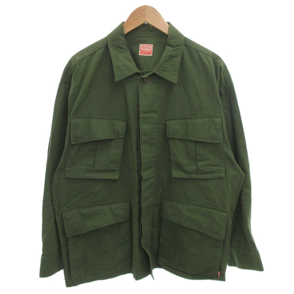 【中古】HINSON ミリタリーブルゾン ジャケット S カーキ /FF ■GY62 メンズ 【ベクトル 古着】 251209表記サイズS実寸サイズ肩幅：57cm　身幅：60cm　袖丈：72cm　着丈：55cm　　素材綿色カーキ状態・襟部分...