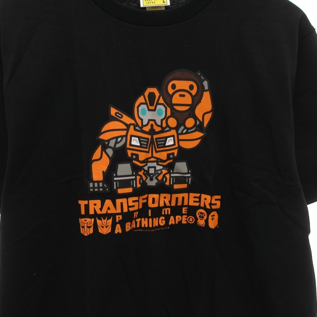 【中古】アベイシングエイプ A BATHING APE トランスフォーマーコラボ Tシャツ プリント 半袖 L 黒 ブラック /JS ■GY53 メンズ 【ベクトル 古着】 251220